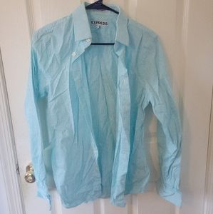 Express Extra Slim Fit Button Down, Women's Size S, Light Green Striped